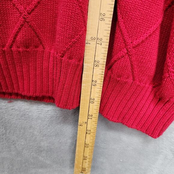 NWT IZOD Sweater Mens XLARGE Logo Red Crew Neck Cotton Argyle Office Dad Holiday - Picture 7 of 11